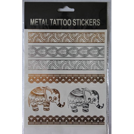 Флэш-тату Metal Tattoo Stickers "Слоны" (FT3)